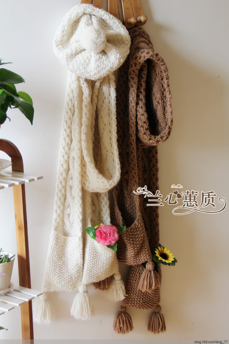 妖精的口袋~~~阿蘭花樣帶口袋長圍脖（蘭心蕙質2014） - 蘭心蕙質 - 蘭心蕙質藍云海