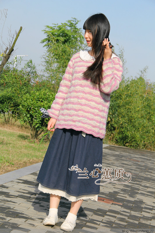 舊時光~~三色鳳尾花常規款圓領毛衣（蘭心蕙質2014） - 蘭心蕙質 - 蘭心蕙質藍云海