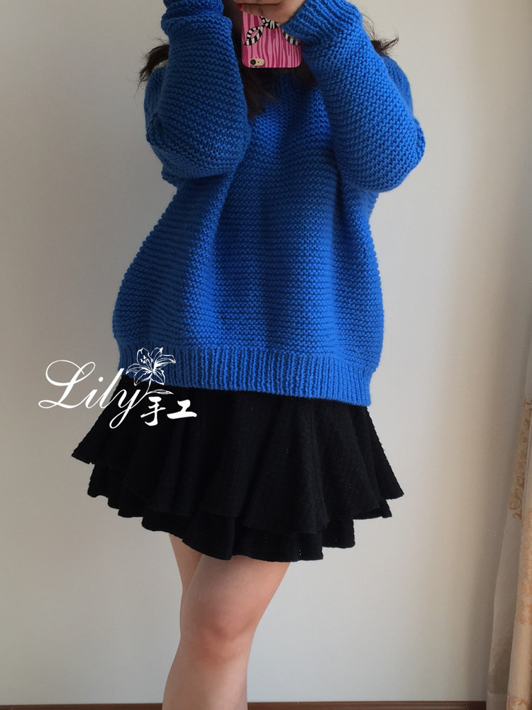 【Lily手工】--悠藍--休閑寬松的大毛衣 - Lily - Lily的手工編織天地