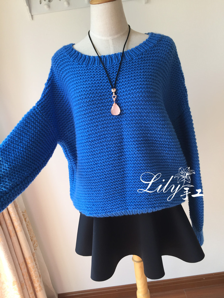 【Lily手工】--悠藍--休閑寬松的大毛衣 - Lily - Lily的手工編織天地