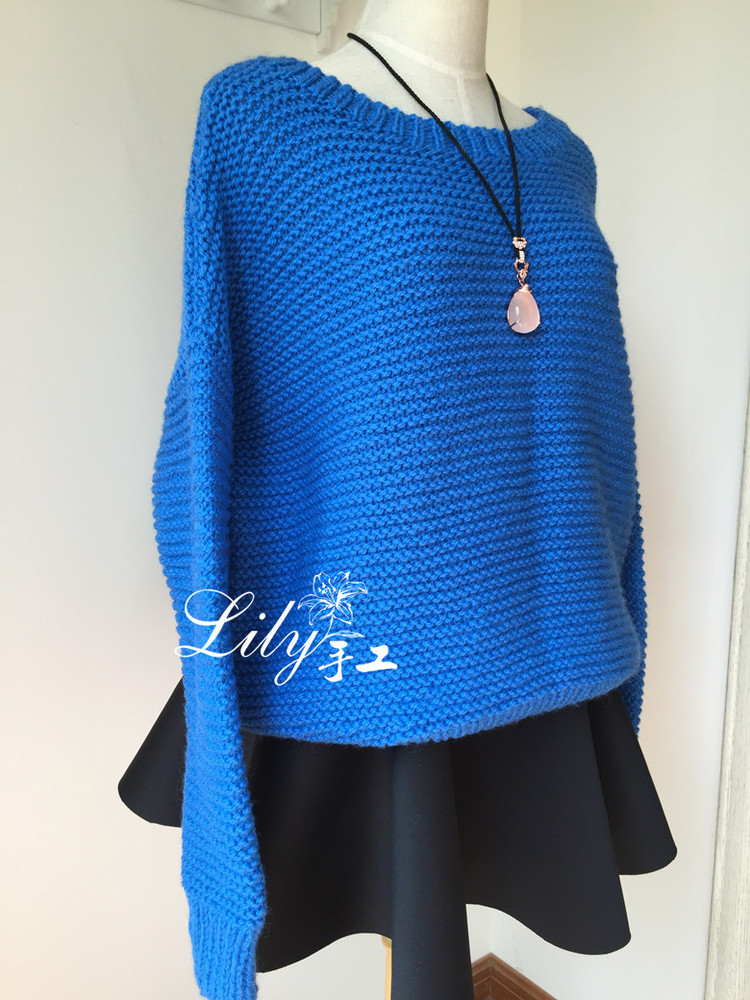 【Lily手工】--悠藍--休閑寬松的大毛衣 - Lily - Lily的手工編織天地