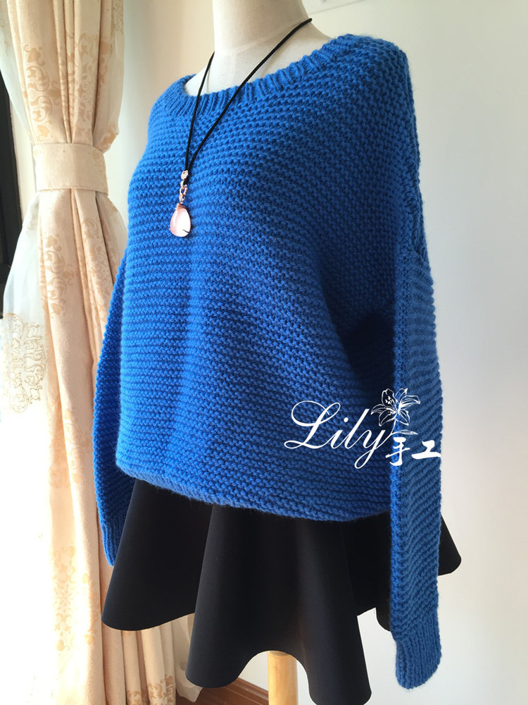 【Lily手工】--悠藍--休閑寬松的大毛衣 - Lily - Lily的手工編織天地