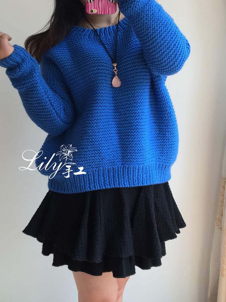 【Lily手工】--悠藍--休閑寬松的大毛衣 - Lily - Lily的手工編織天地