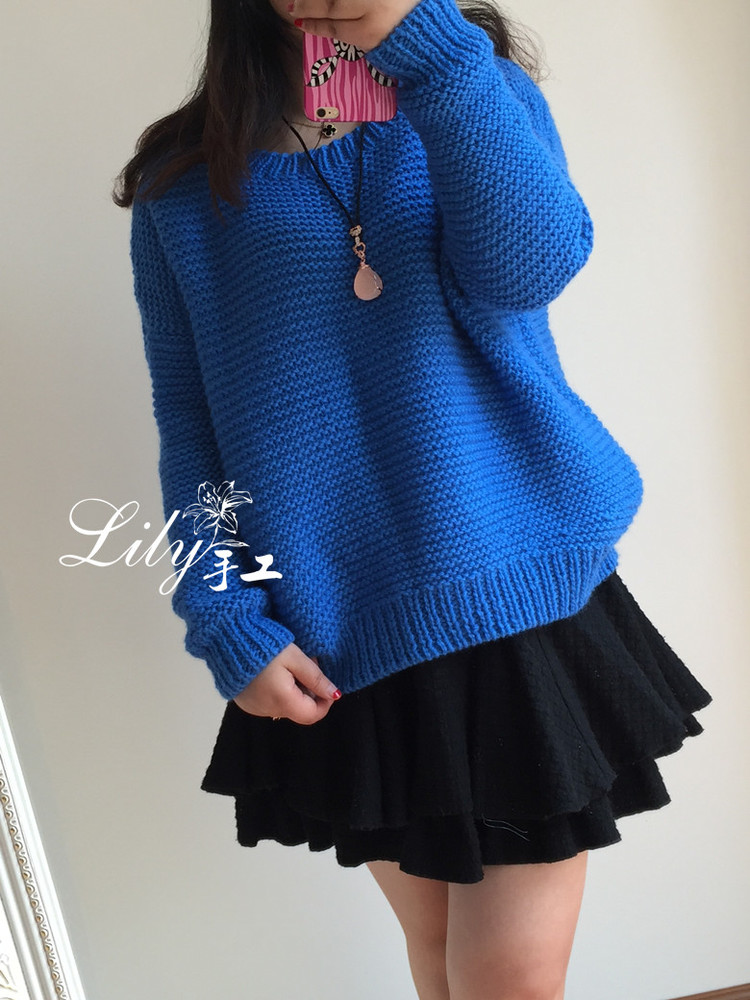 【Lily手工】--悠藍--休閑寬松的大毛衣 - Lily - Lily的手工編織天地