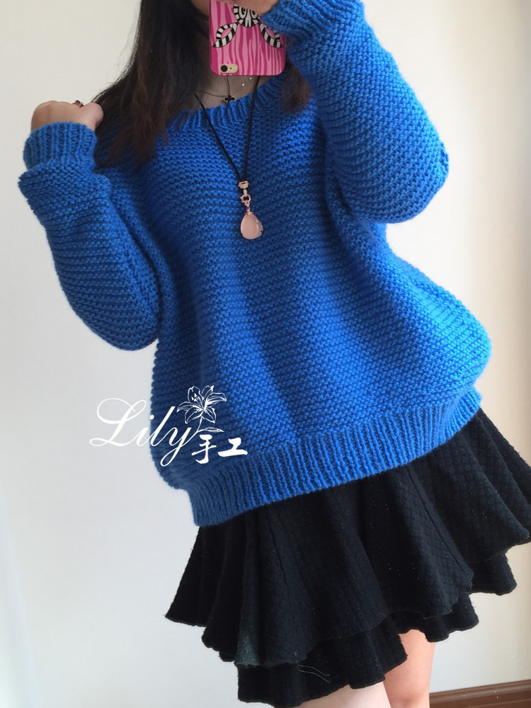 【Lily手工】--悠藍--休閑寬松的大毛衣 - Lily - Lily的手工編織天地