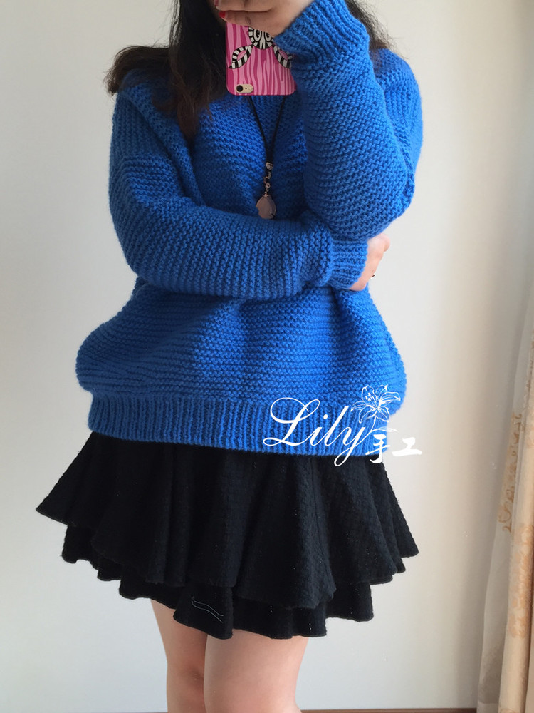 【Lily手工】--悠藍--休閑寬松的大毛衣 - Lily - Lily的手工編織天地