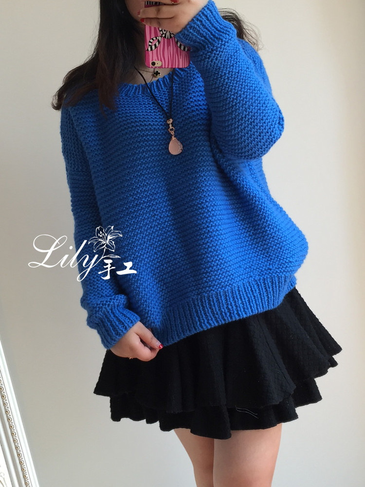 【Lily手工】--悠藍--休閑寬松的大毛衣 - Lily - Lily的手工編織天地
