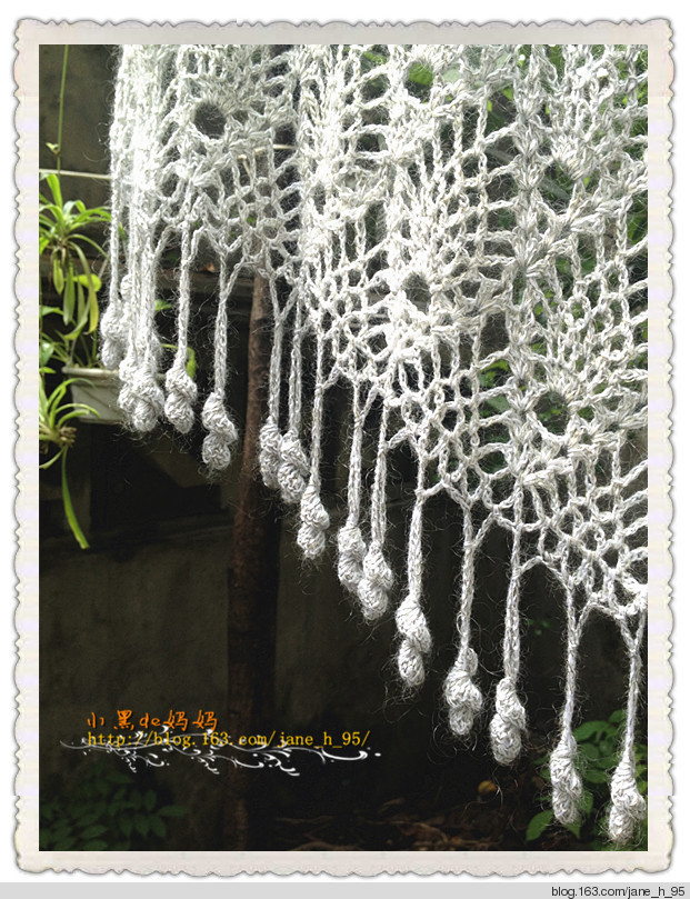 畫樓西畔——菠蘿花流蘇長(zhǎng)圍巾/披肩【小黑媽媽201616】 - 小黑的媽媽（忘憂草） - 東籬小筑