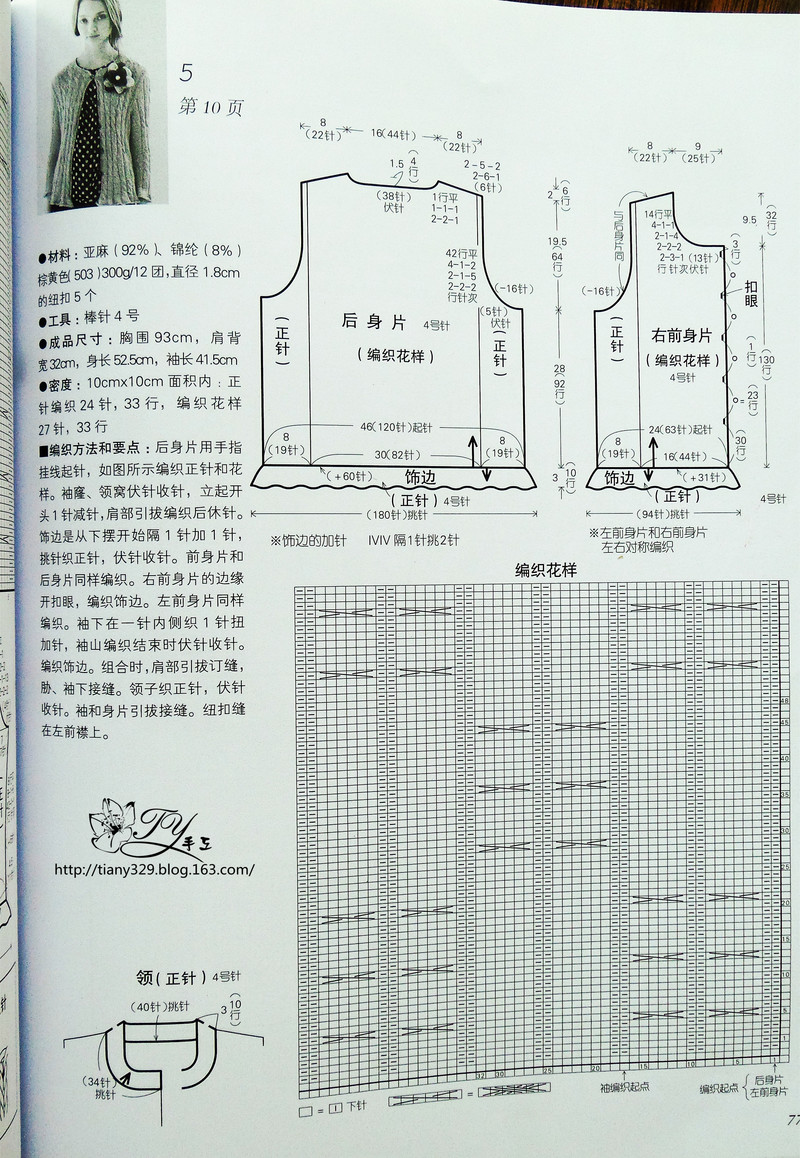 1543——流痕——麻花荷葉邊開衫 - ty - ty 的 編織博客