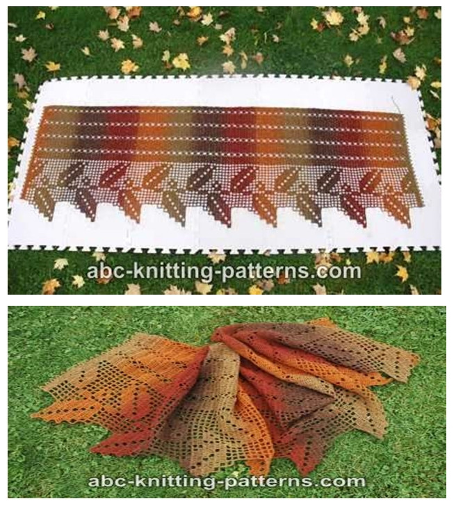 Autumn Leaves Filet Shawl by Elaine Phillips - Daliute -