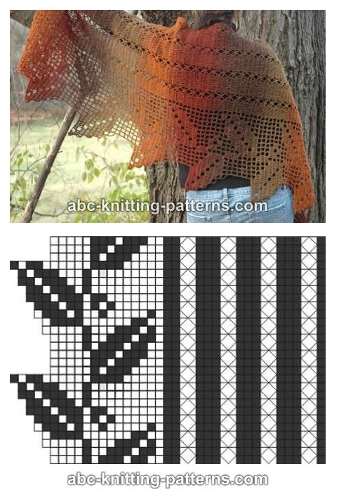 Autumn Leaves Filet Shawl by Elaine Phillips - Daliute -