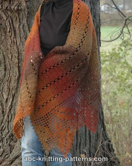 Autumn Leaves Filet Shawl by Elaine Phillips - Daliute -