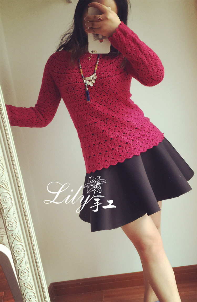【Lily手工】--玫瑰--玫紅色經典鉤衣 - Lily - Lily的手工編織天地