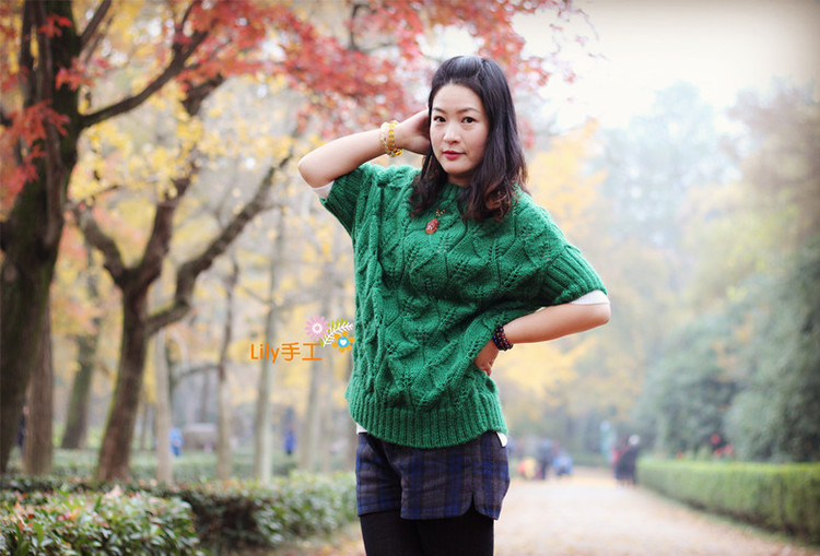 【Lily手工】--茵蒀--大樹葉寬松斗蓬式套衫 - Lily - Lily的手工編織天地