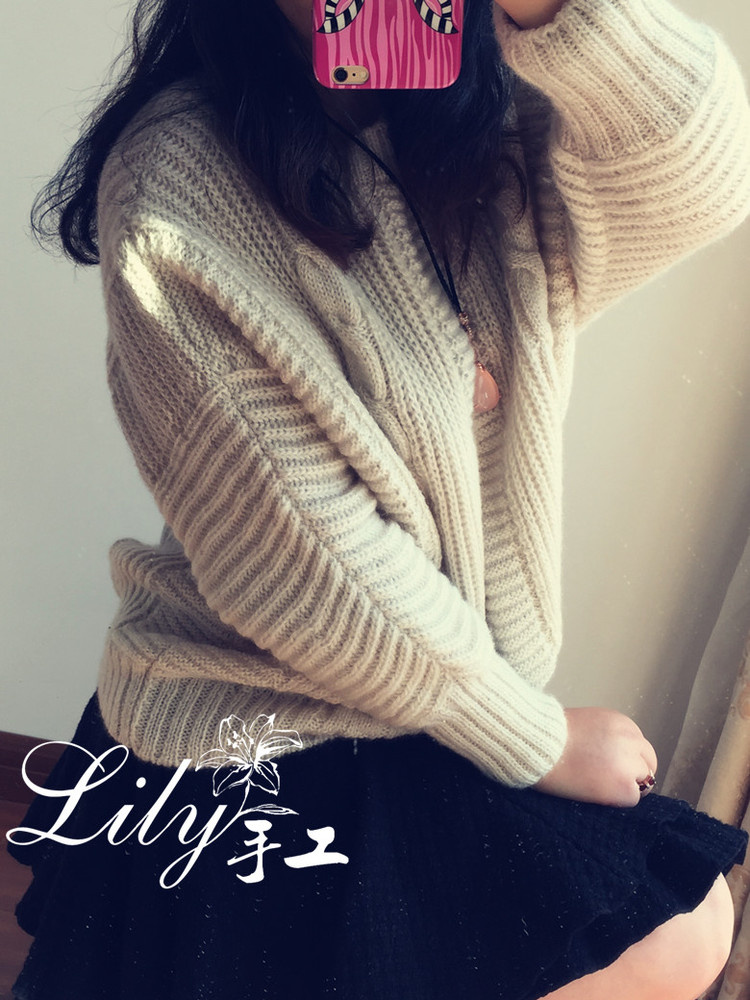 【Lily手工】--怡顏--白色蝙蝠袖休閑毛衣 - Lily - Lily的手工編織天地