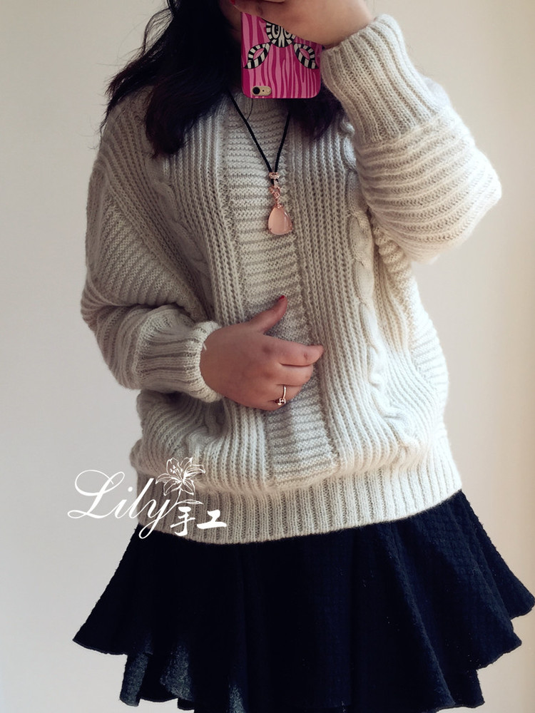 【Lily手工】--怡顏--白色蝙蝠袖休閑毛衣 - Lily - Lily的手工編織天地