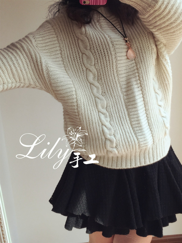 【Lily手工】--怡顏--白色蝙蝠袖休閑毛衣 - Lily - Lily的手工編織天地