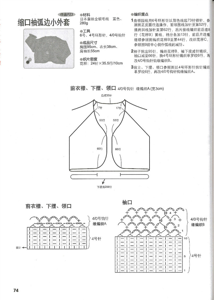 行家教你從領口往下織 - 紫藤花瓣 - 月下紫藤