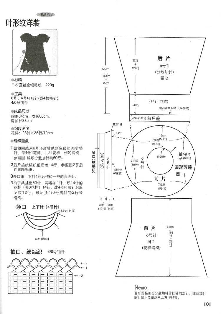 行家教你從領口往下織 - 紫藤花瓣 - 月下紫藤